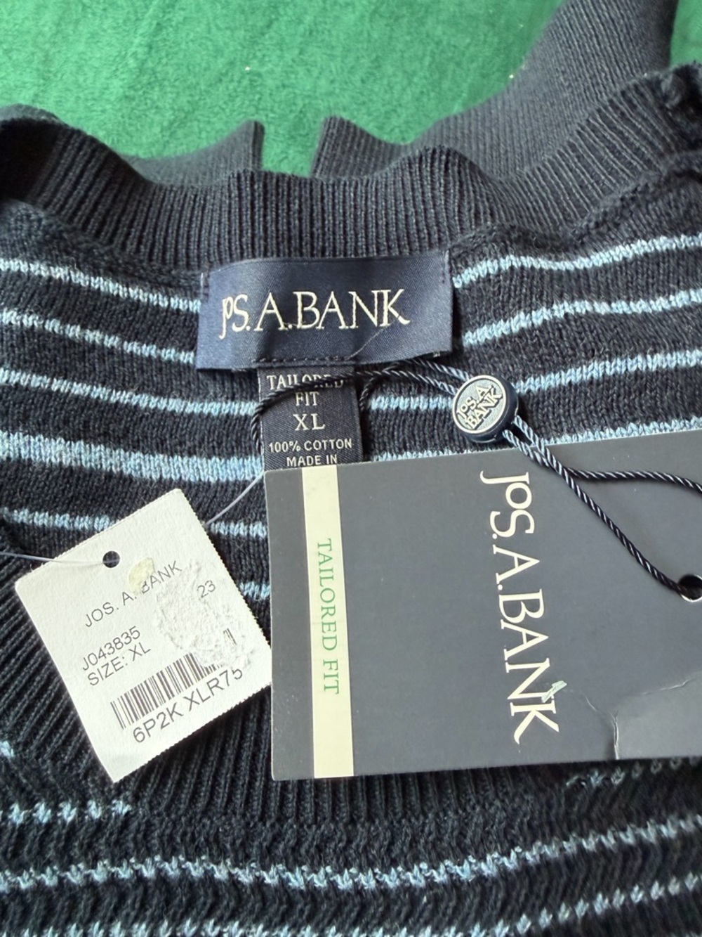 Jos. A. Bank Navy and Light Blue Striped Crewneck Sweater xl NWT - Picture 5 of 6